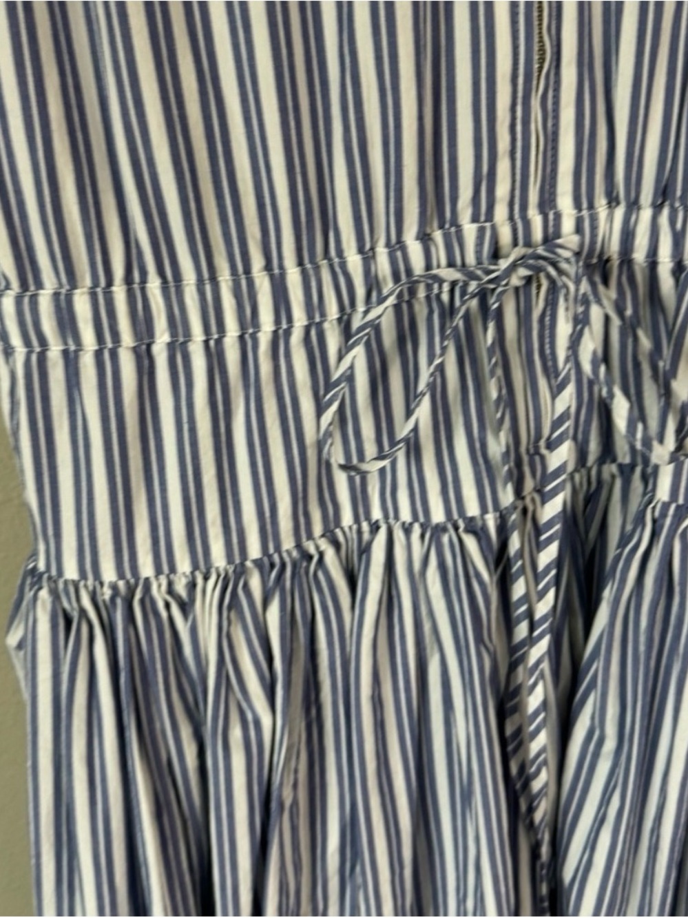 BNWT J. Crew Striped Blue & White Midi Dress with Gathered Waist - Picture 7 of 10